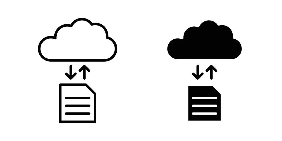 File sharing icon linear versions pack on white background Illustrazione stock
