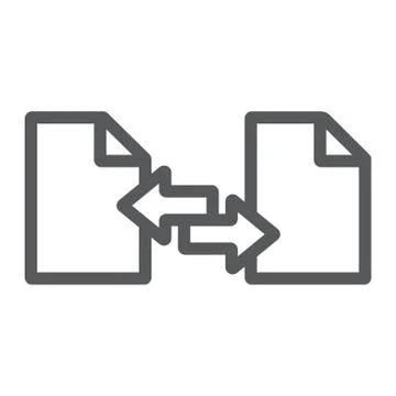 File sharing line icon, document and computer, file sending sign, vector Stock Illustration