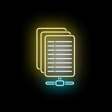 File sharing neon sign transferring data Illustrazione stock