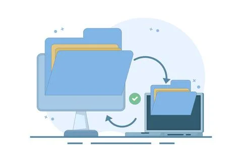 File sharing or file transfer concept. Data transfer, open folder icon. Stock Illustration