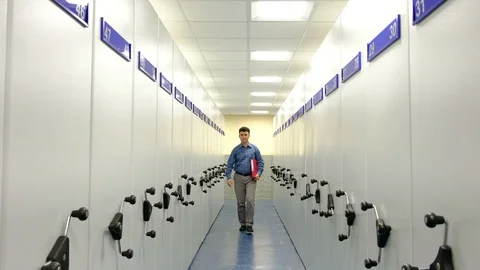 File shelfs of modern office Video stock 129524299