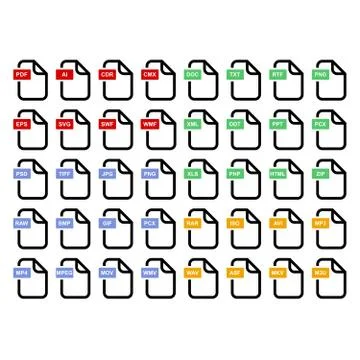 File simple icon set of different format Stock Illustration