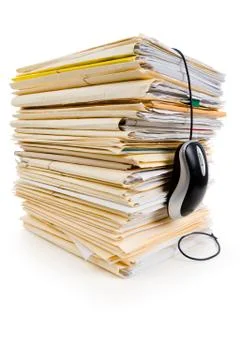 File Stack and Computer Mouse Stock-Fotos