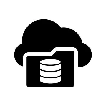 File, storage, cloud, database icon. Black vector graphics. Stock Illustration
