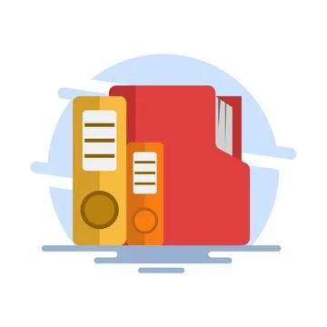 File storage concept, adding files to the main folder. Stock Illustration