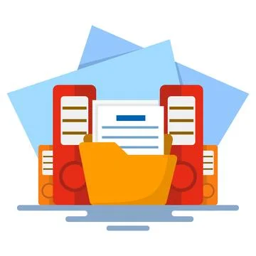 File storage concept, adding files to the main folder. Stock Illustration