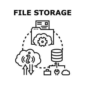 File storage concept with cloud technology and document backup Stock Illustration