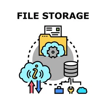 File storage concept with cloud technology and document backup イラスト素材