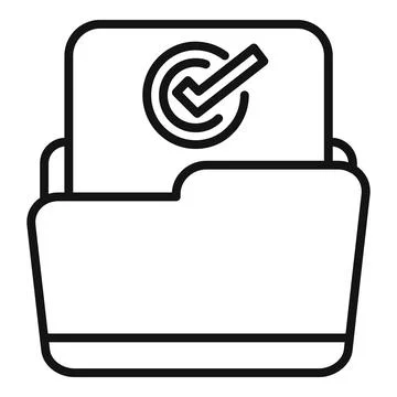 File storage data security icon showing a checked folder Stock Illustration