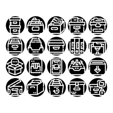 File storage document management icon collection Stock Illustration