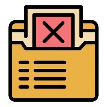 File storage problems are indicated by rejected document with error mark in f Stock Illustration