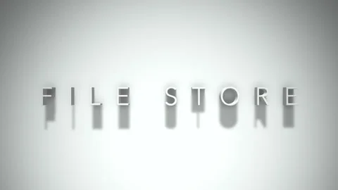 File store 3D title animation with shadows on a white background Stock Footage 297802087