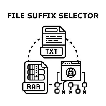 File suffix selector choosing data formats 库存插图