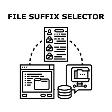 File suffix selector managing data access and processing Stockillustratie