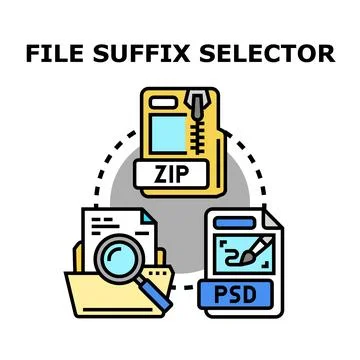 File suffix selector processing different document formats Stock Illustration