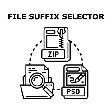 File suffix selector processing different document formats Stock Illustration