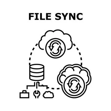 File sync concept with cloud storage and database synchronization 스톡 일러스트