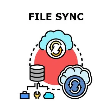 File sync concept with cloud storage and database synchronization Stock Illustration