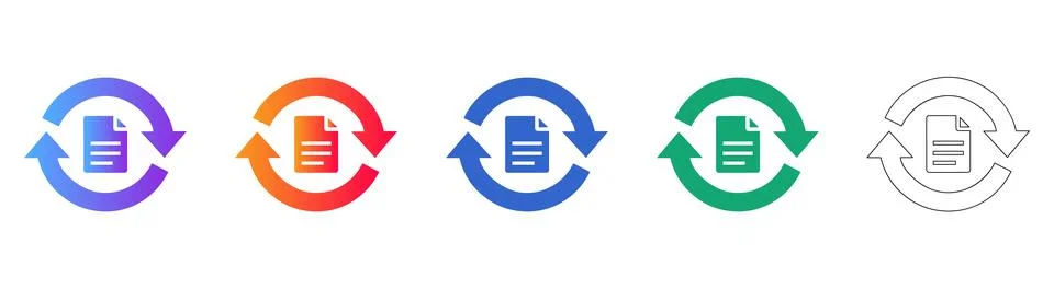 File Sync Update Icon Set 库存插图