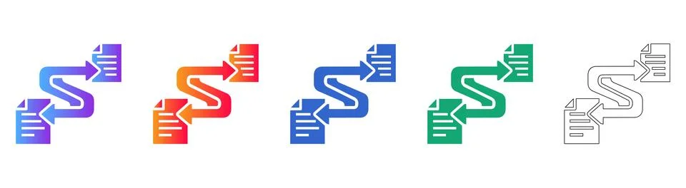 File Synchronization and Data Exchange Icons 库存插图