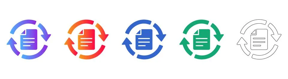 File Synchronization and Refresh Icons Stockillustratie