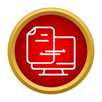 File synchronization icon transferring data to computer 库存插图