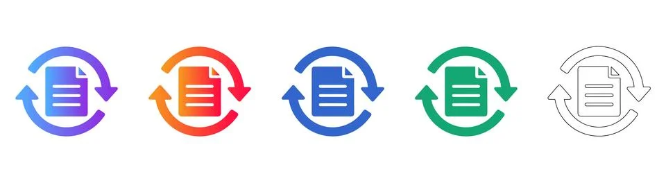 File Synchronization Reload Icon Set Stock Illustration