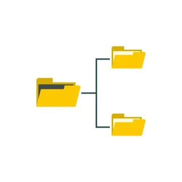 File system on computer icon, flat style Stock Illustration