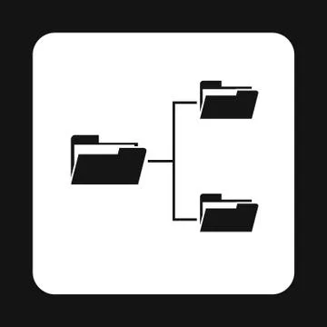 File system on computer icon, simple style Stock Illustration