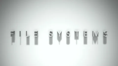 File systems 3D title animation with shadows on a white background Stock Footage 297819067