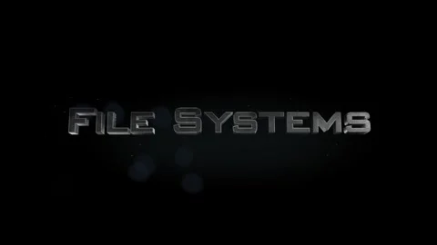 File Systems title metal text on black alpha channel background Stock Footage 296269282