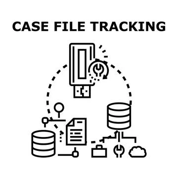 File tracking case management system data flow Stock Illustration