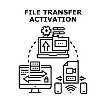 File transfer activation via cloud computing technology Illustrazione stock