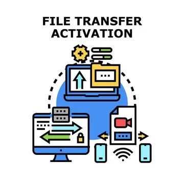 File transfer activation via cloud computing technology Stock Illustration