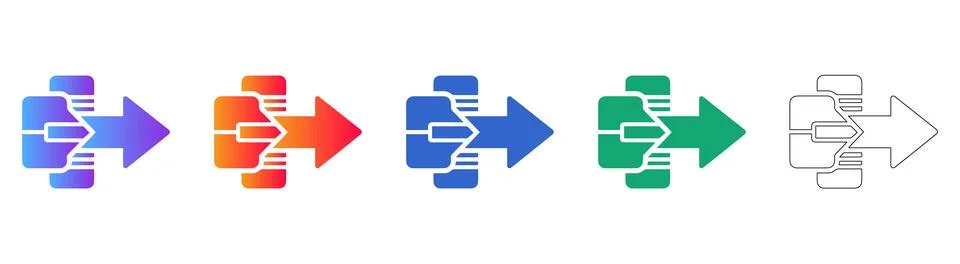 File Transfer and Data Migration Icons Stock Illustration