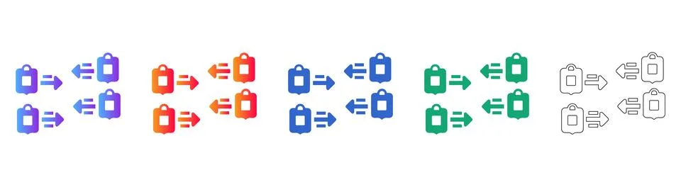 File Transfer and Data Migration Icon Set Stock Illustration