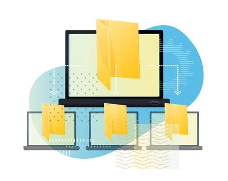 File Transfer and Sharing Platform - Abstract Illustration Stock Illustration