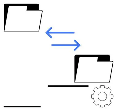 File Transfer and Synchronization Concept with Folder Icons and Arrows Stock Illustration