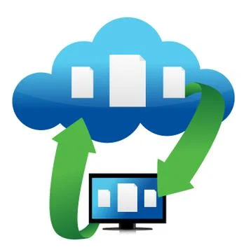 File transfer from cloud illustration design over white Stock Illustration