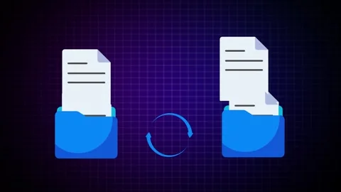 File transfer computer folder to folder with loding, File sharing file exchange Stock Footage 308648882