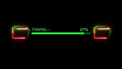 File transfer from computer folder to folder neon line animation Stock Footage 321197753
