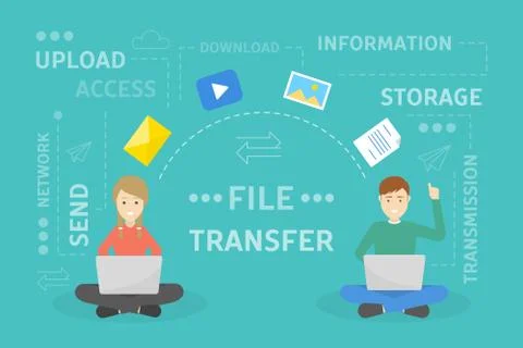 File transfer concept. Illustrazione stock