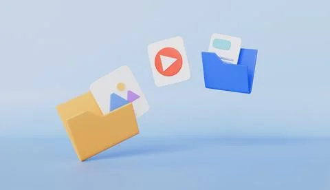 File transfer of document in folder, Connection docs information migration Stock Illustration