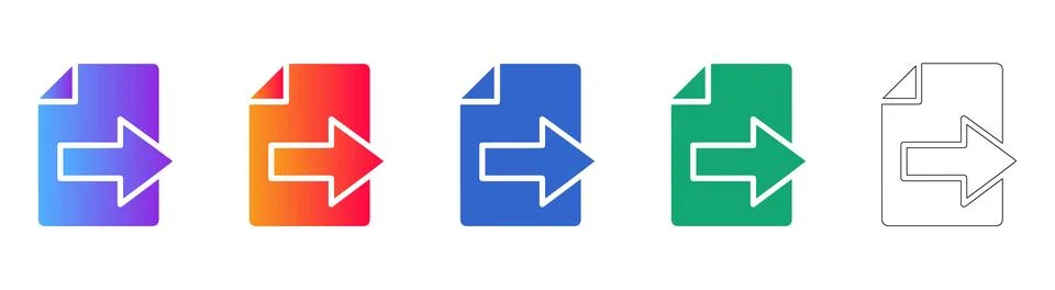 File Transfer Document Icons Set Stock Illustration