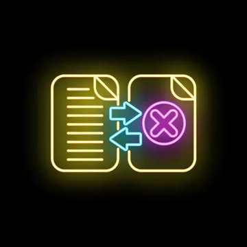 File transfer error neon icon with data processing issues Stock-Illustration