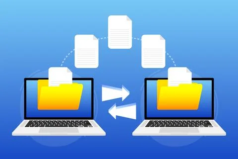 File Transfer. Files transferred Encrypted Form. Vector stock illustration イラスト素材