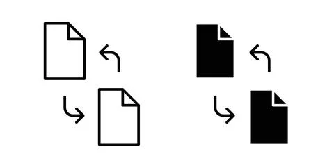 File transfer icon collection in black, Line icons, flat symbols Stock Illustration