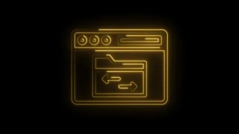 File transfer interface with neon glowing elements on dark backdrop technol.. 스톡 동영상 314536409