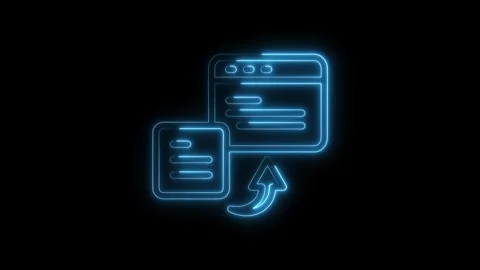 File transfer neon glow animation digital data upload process web interface Stock Footage 312316675