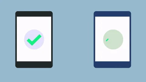 File transfer by phone, Document sharing 2d Animation with Alpha Matte Stock Footage 335733902